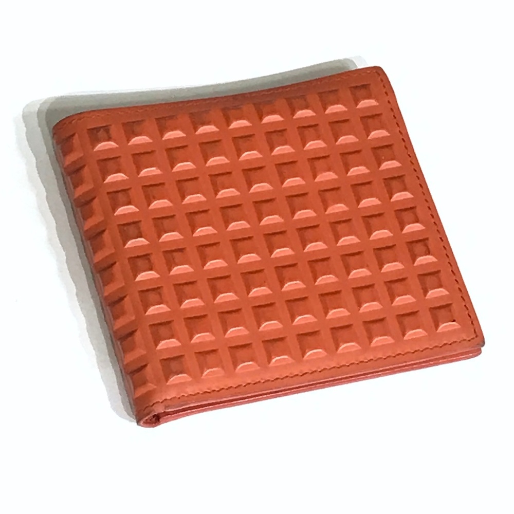 BALENCIAGA  ORANGE STUD BI FOLD WALLET